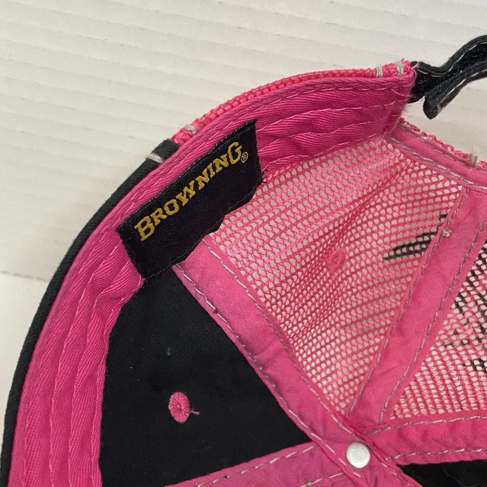 Browning Women's Buckmark Cap Black Pink Mesh Strap Back Hat Baseball Cap